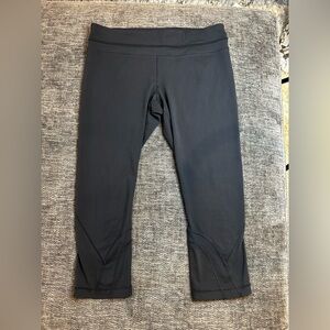 Lululemon Womens Run Inspire Crop II Luxtreme Leggings Zip Pocket Black Size 10